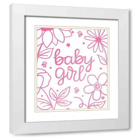 Baby Girl White Modern Wood Framed Art Print with Double Matting by Dicks, Stephanie