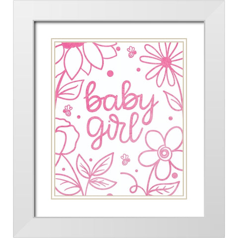 Baby Girl White Modern Wood Framed Art Print with Double Matting by Dicks, Stephanie