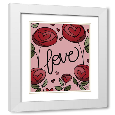 Love White Modern Wood Framed Art Print with Double Matting by Dicks, Stephanie