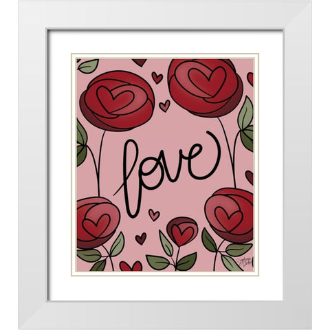 Love White Modern Wood Framed Art Print with Double Matting by Dicks, Stephanie
