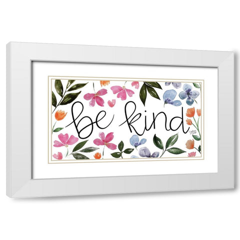 Be Kind White Modern Wood Framed Art Print with Double Matting by Dicks, Stephanie