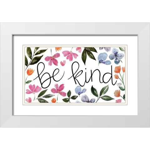 Be Kind White Modern Wood Framed Art Print with Double Matting by Dicks, Stephanie