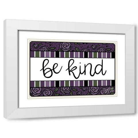 Be Kind White Modern Wood Framed Art Print with Double Matting by Dicks, Stephanie