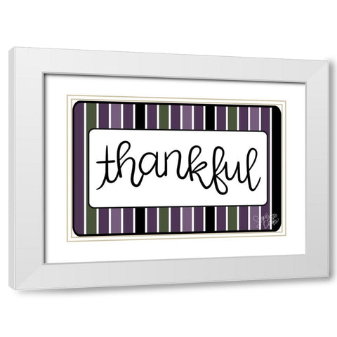 Thankful White Modern Wood Framed Art Print with Double Matting by Dicks, Stephanie