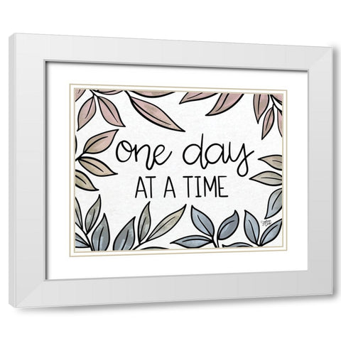 One Day at a Time White Modern Wood Framed Art Print with Double Matting by Dicks, Stephanie
