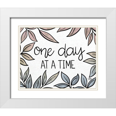 One Day at a Time White Modern Wood Framed Art Print with Double Matting by Dicks, Stephanie