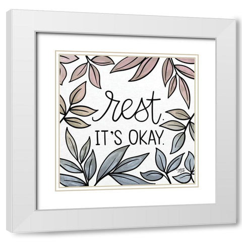 Its Okay White Modern Wood Framed Art Print with Double Matting by Dicks, Stephanie