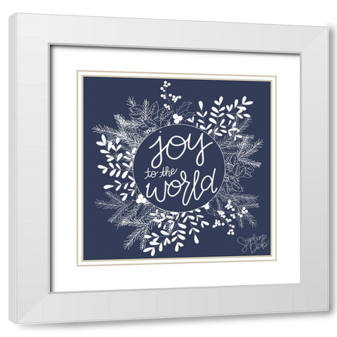 Joy to the World White Modern Wood Framed Art Print with Double Matting by Dicks, Stephanie