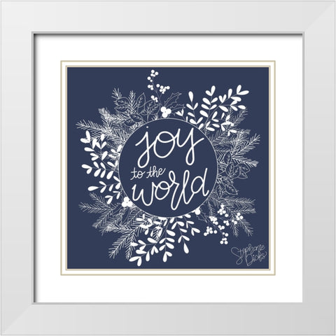 Joy to the World White Modern Wood Framed Art Print with Double Matting by Dicks, Stephanie