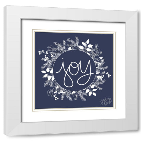 Joy White Modern Wood Framed Art Print with Double Matting by Dicks, Stephanie