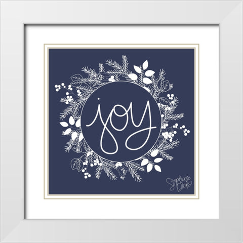 Joy White Modern Wood Framed Art Print with Double Matting by Dicks, Stephanie