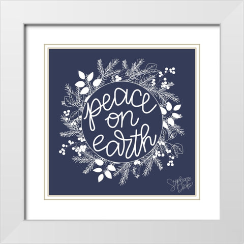 Peace on Earth White Modern Wood Framed Art Print with Double Matting by Dicks, Stephanie