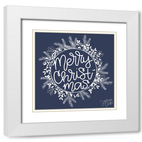 Merry Christmas White Modern Wood Framed Art Print with Double Matting by Dicks, Stephanie
