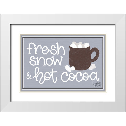 Fresh Snow and Hot Cocoa White Modern Wood Framed Art Print with Double Matting by Dicks, Stephanie