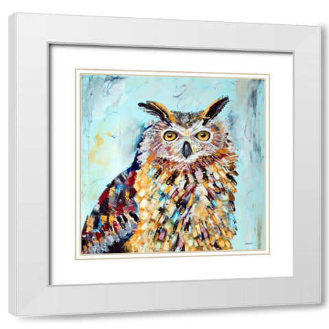 Great Horned Owl White Modern Wood Framed Art Print with Double Matting by Seeley, Jenn