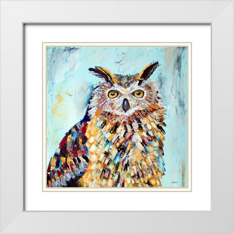Great Horned Owl White Modern Wood Framed Art Print with Double Matting by Seeley, Jenn