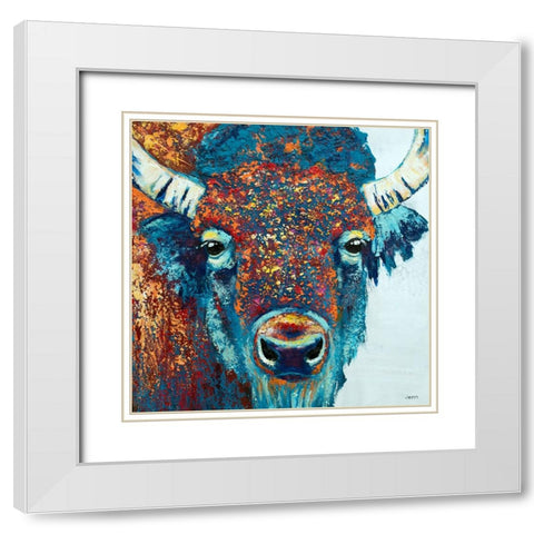 Bison Sunrise White Modern Wood Framed Art Print with Double Matting by Seeley, Jenn