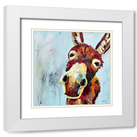 Donkey White Modern Wood Framed Art Print with Double Matting by Seeley, Jenn