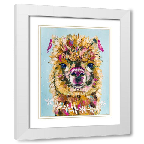 Daisy Alpaca White Modern Wood Framed Art Print with Double Matting by Seeley, Jenn