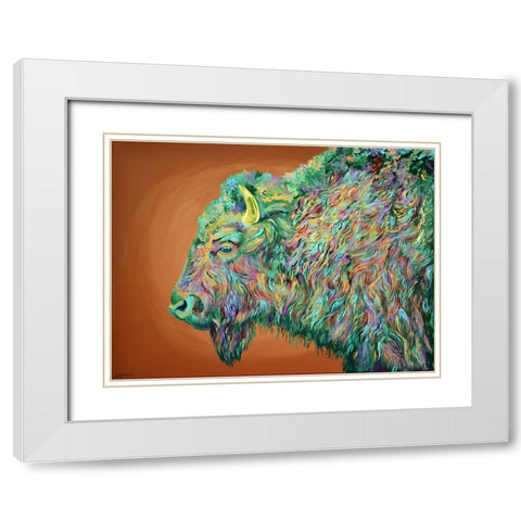 Bison No. 2 White Modern Wood Framed Art Print with Double Matting by Seeley, Jenn