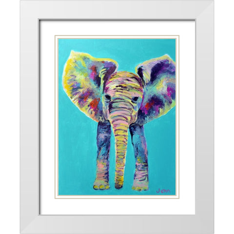 Baby Blue Elephant White Modern Wood Framed Art Print with Double Matting by Seeley, Jenn