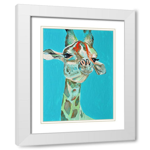 Doc Giraffe White Modern Wood Framed Art Print with Double Matting by Seeley, Jenn