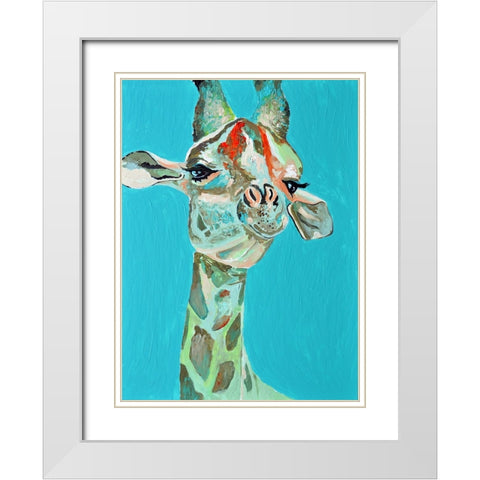 Doc Giraffe White Modern Wood Framed Art Print with Double Matting by Seeley, Jenn