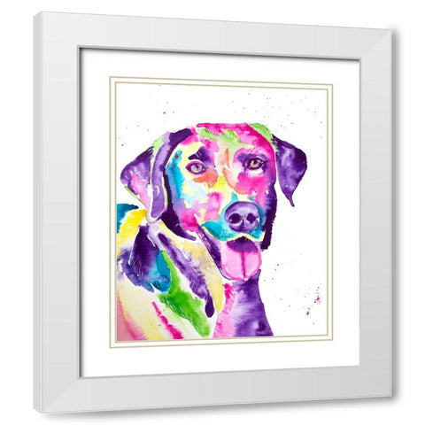 Colorful Black Lab White Modern Wood Framed Art Print with Double Matting by Seeley, Jenn