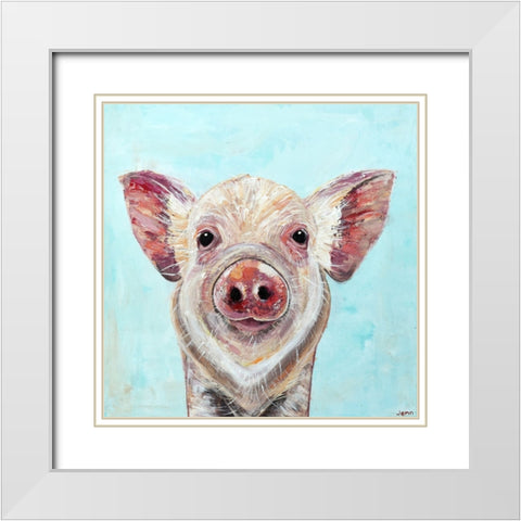 Babe on Blue White Modern Wood Framed Art Print with Double Matting by Seeley, Jenn