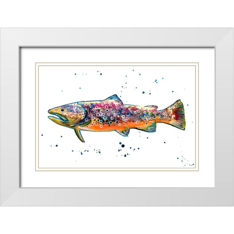 Colorful Trout White Modern Wood Framed Art Print with Double Matting by Seeley, Jenn