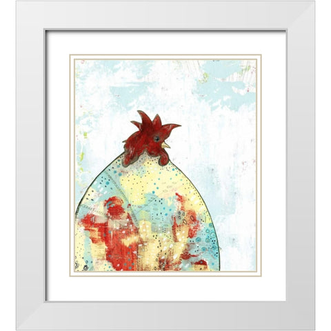Rooster I White Modern Wood Framed Art Print with Double Matting by Ogren, Sarah