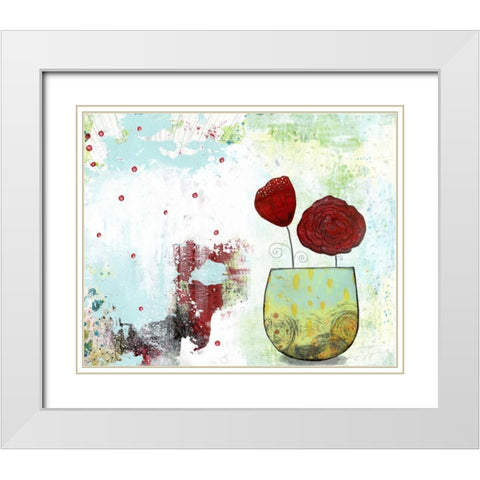 Red Flowers White Modern Wood Framed Art Print with Double Matting by Ogren, Sarah