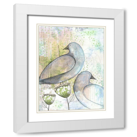 Two Birds White Modern Wood Framed Art Print with Double Matting by Ogren, Sarah