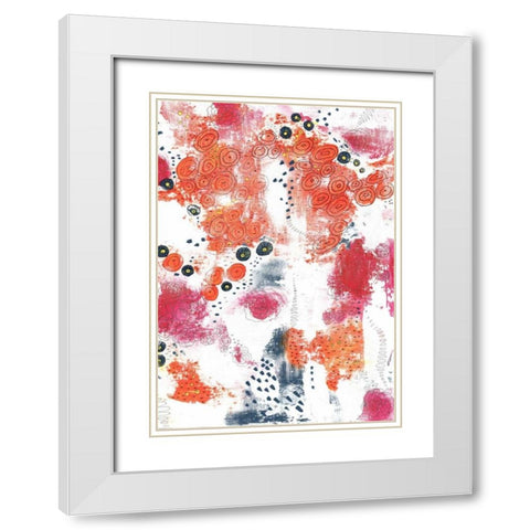 Orange and Fuchsia Abstract White Modern Wood Framed Art Print with Double Matting by Ogren, Sarah