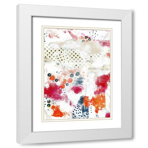 Orange and Fuchsia Abstract II White Modern Wood Framed Art Print with Double Matting by Ogren, Sarah