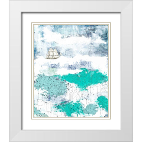 Ocean and Ship White Modern Wood Framed Art Print with Double Matting by Ogren, Sarah