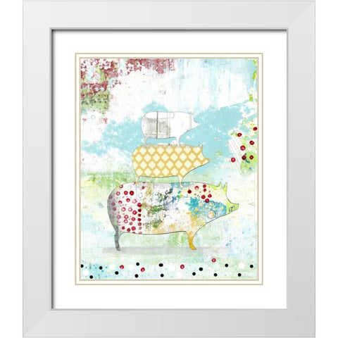 Totem Pig II White Modern Wood Framed Art Print with Double Matting by Ogren, Sarah