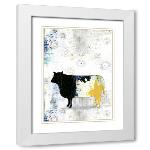 Cow White Modern Wood Framed Art Print with Double Matting by Ogren, Sarah