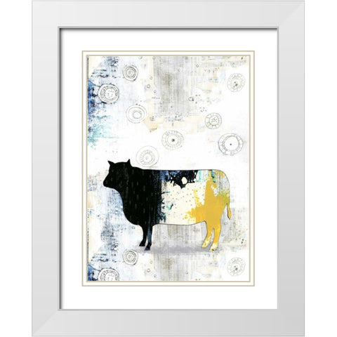 Cow White Modern Wood Framed Art Print with Double Matting by Ogren, Sarah