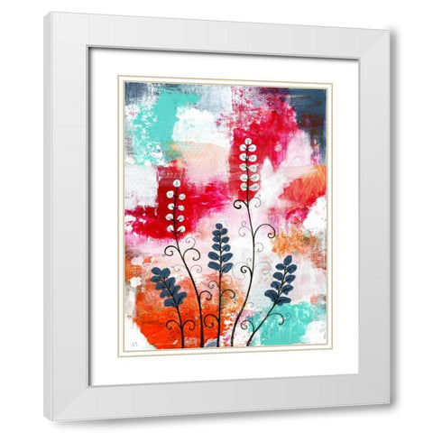 Bright Abstract with Flowers White Modern Wood Framed Art Print with Double Matting by Ogren, Sarah