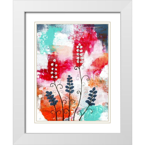 Bright Abstract with Flowers White Modern Wood Framed Art Print with Double Matting by Ogren, Sarah