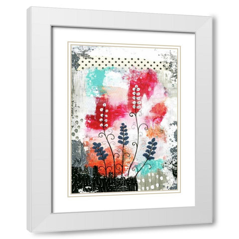 Colorful Flowers White Modern Wood Framed Art Print with Double Matting by Ogren, Sarah
