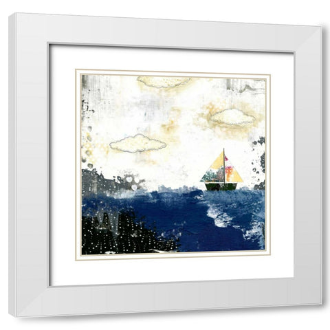 Ocean and Sailboat White Modern Wood Framed Art Print with Double Matting by Ogren, Sarah