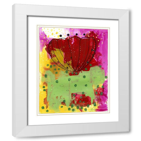 Red Flower Abstract White Modern Wood Framed Art Print with Double Matting by Ogren, Sarah