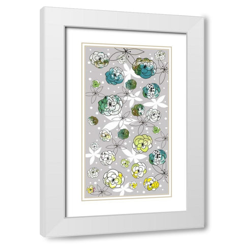 Grey Floral White Modern Wood Framed Art Print with Double Matting by Ogren, Sarah
