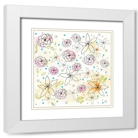 Floral White Modern Wood Framed Art Print with Double Matting by Ogren, Sarah