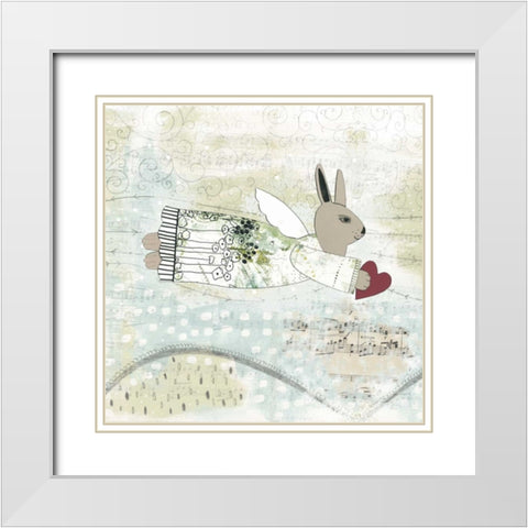 Bunny Angel White Modern Wood Framed Art Print with Double Matting by Ogren, Sarah