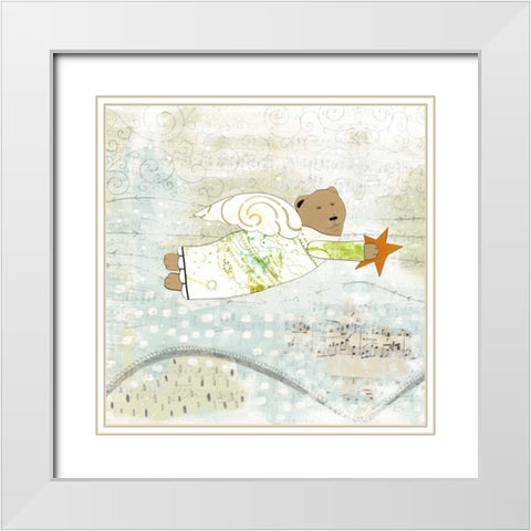 Bear Angel White Modern Wood Framed Art Print with Double Matting by Ogren, Sarah