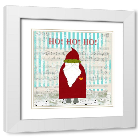 Ho Ho Ho Santa White Modern Wood Framed Art Print with Double Matting by Ogren, Sarah