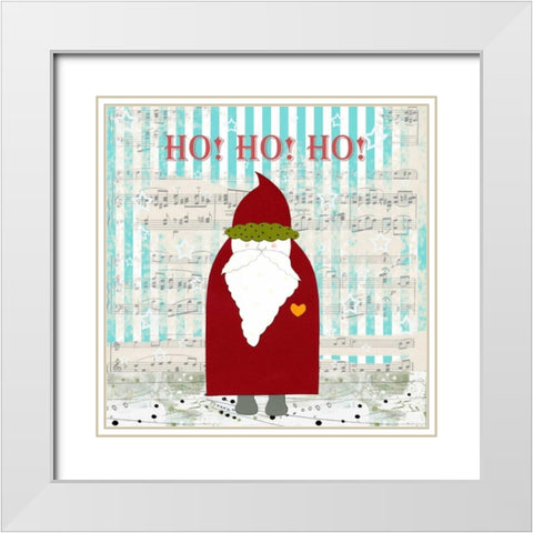 Ho Ho Ho Santa White Modern Wood Framed Art Print with Double Matting by Ogren, Sarah